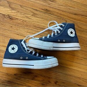 Converse Navy Blue and White High Top Sneakers